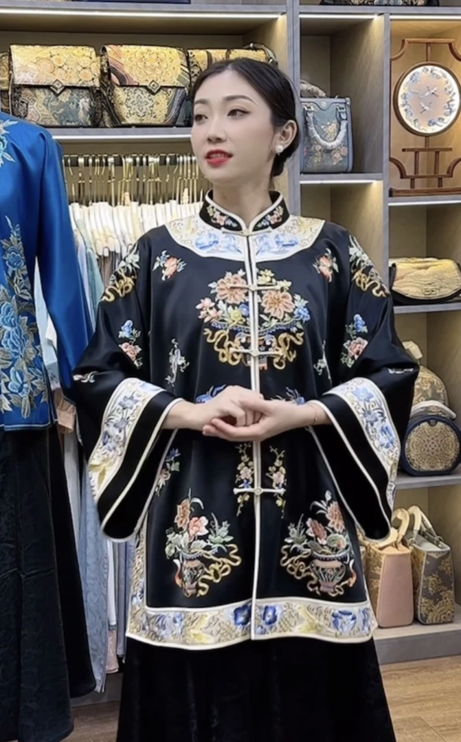 重磅30姆米桑蚕丝 重工手工刺绣中长款太太服