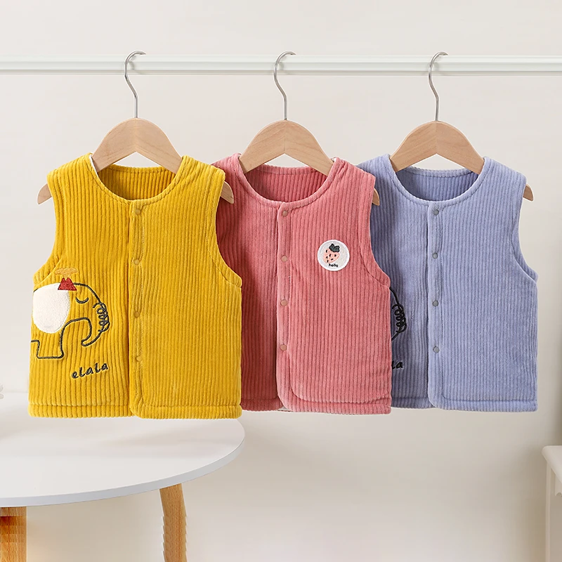 【小黄牌】春秋款婴幼儿0-15个月100克条绒薄棉夹棉马甲儿童外穿