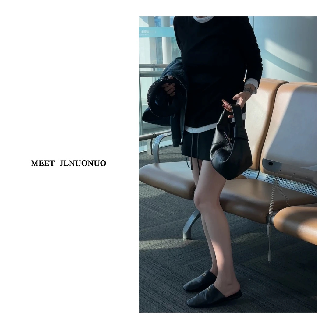 JDL  小众个性【黑白配】早秋两件套打底衫