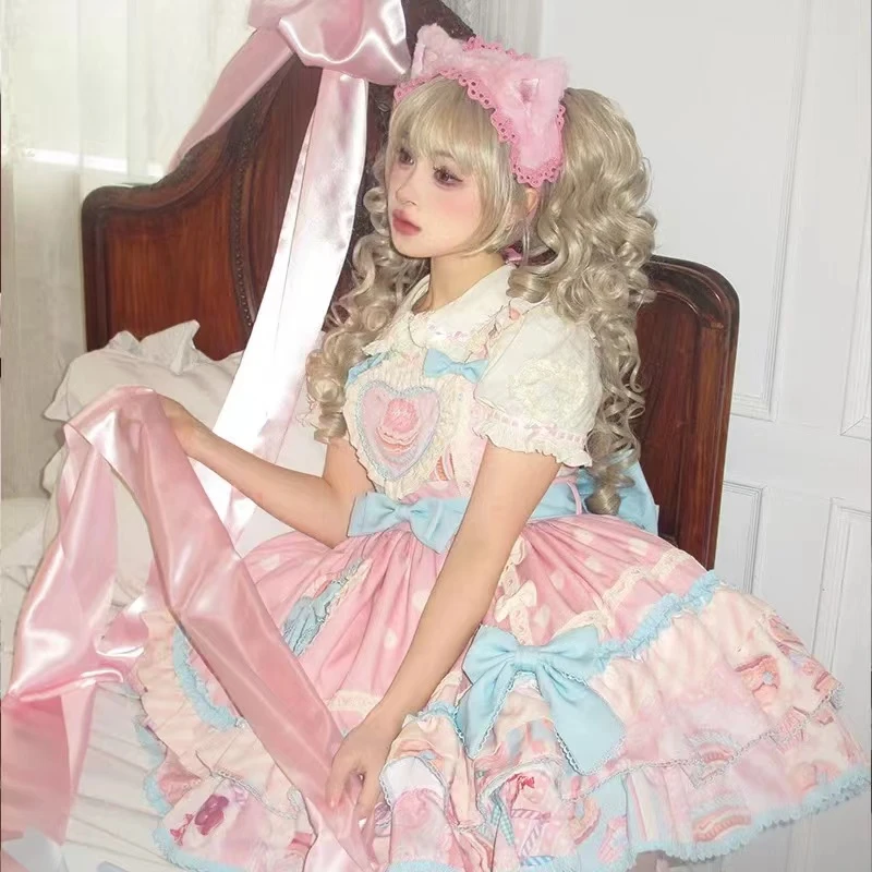 【现货】霜糖甜心jsk原创lolita裙子猫芮可正腰lo裙可爱洛丽塔少女