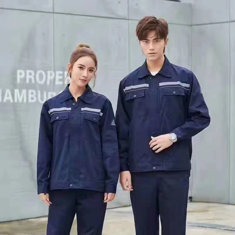 华河春秋长袖耐磨工作汽修透气加油站电子厂男女劳保服反光工作服