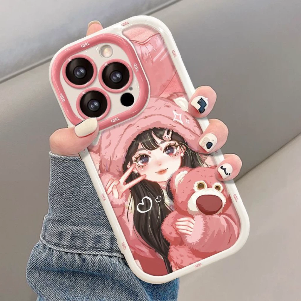 粉衣少女适用iPhone14promax/15手机壳13女12华为/小米/oppo/vivo