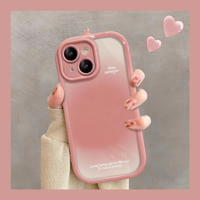 粉色晕染适用iPhone14promax/15手机壳13女12华为/小米/oppo/vivo