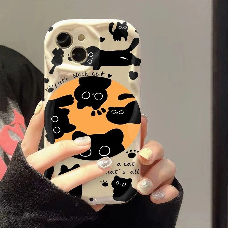 猫爪黑猫适用iPhone14promax/15手机壳13女12华为/小米/oppo/vivo