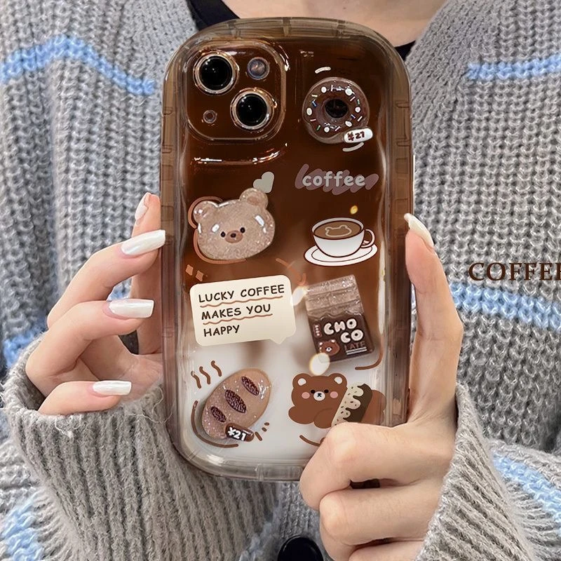 立体咖啡适用iPhone14promax/15手机壳13女12华为/小米/oppo/vivo