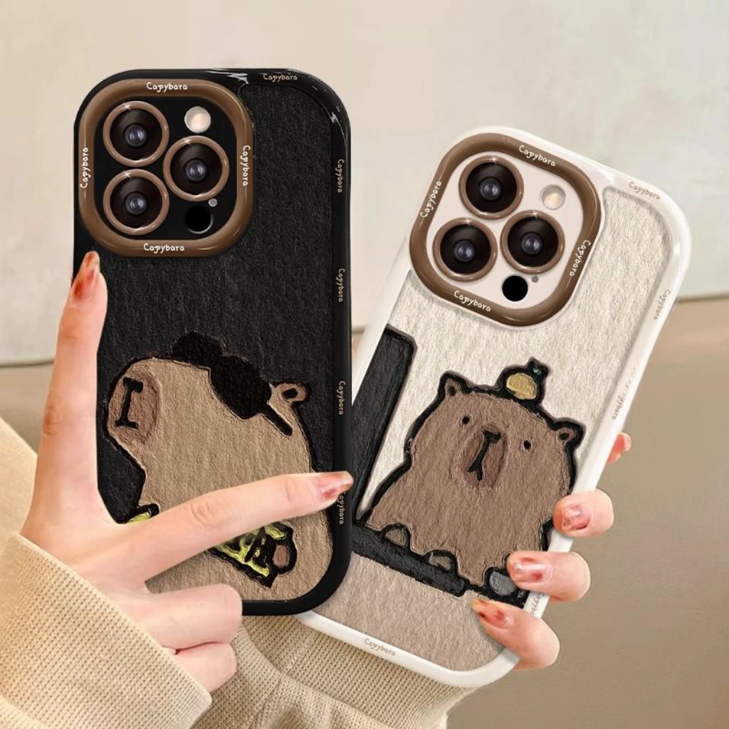 工作水豚适用iPhone14promax/15手机壳13女12华为/小米/oppo/vivo