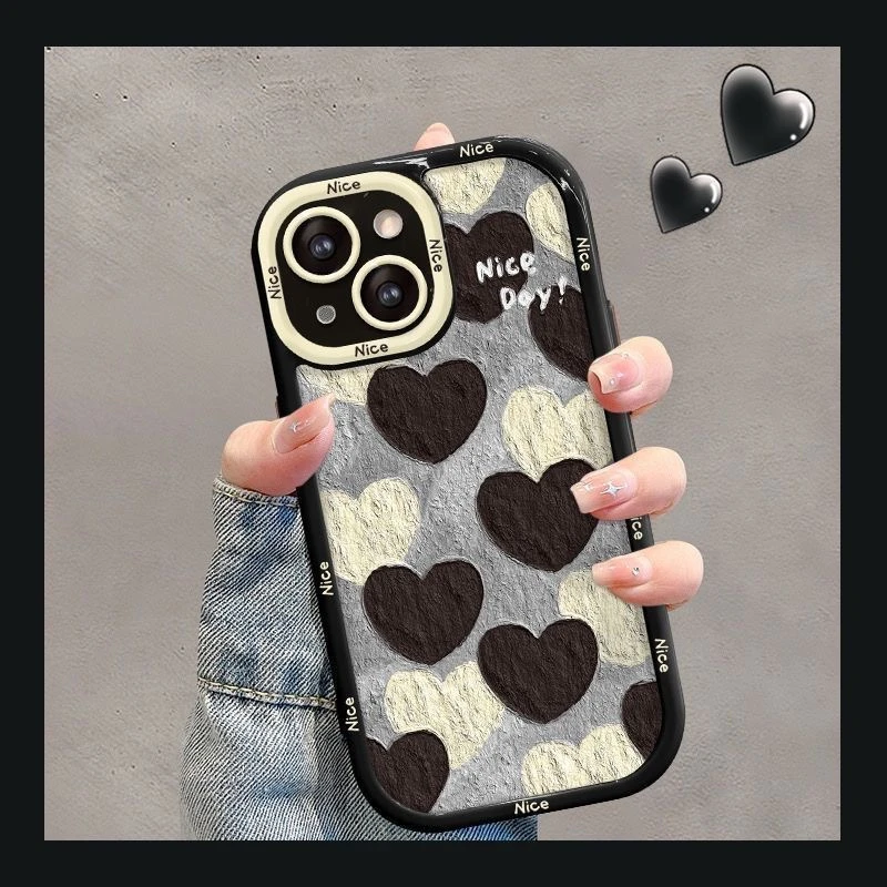 油画爱心适用iPhone14promax/15手机壳13女12华为/小米/oppo/vivo