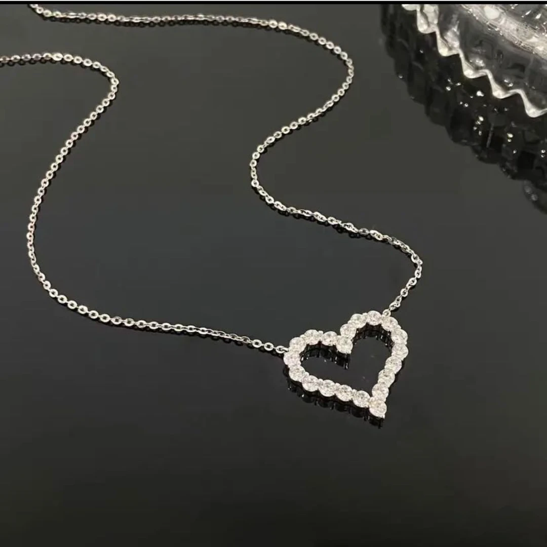 铜合金合成锆石项链 气质镂空水钻桃心爱心女项链锁骨链新款百搭