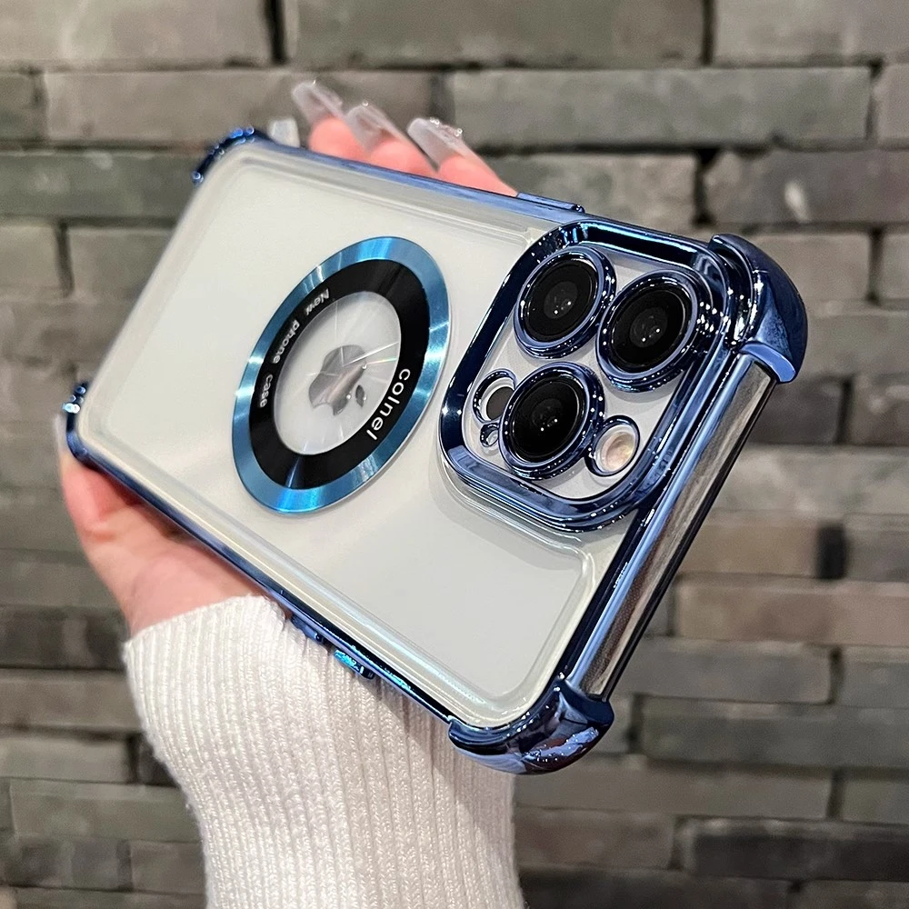 露标磁吸适用苹果16promax手机壳15新款电镀透明防摔iphone14全包