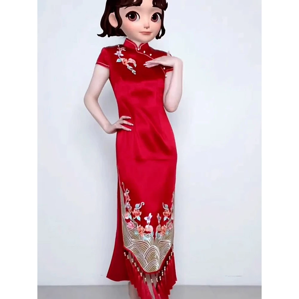 红色国风新中式2025新款改良旗袍连衣裙敬酒服婚礼新娘礼服结婚