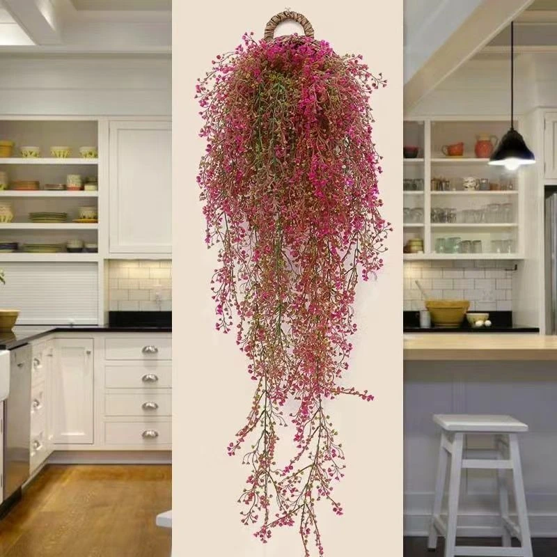 仿真金钟柳客厅墙面装饰花室内绿植壁挂花藤垂吊藤条植物假花藤蔓