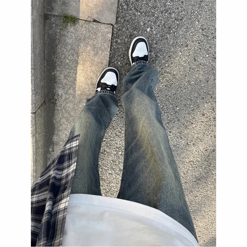 牛仔裤男士秋季2024新款美式高街青少年帅气宽松休闲百搭直筒长裤