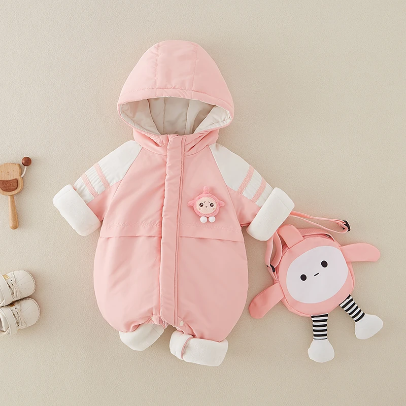 婴幼儿衣服冬季超萌可爱连体衣加厚保暖爬服女宝宝冬装爬爬服