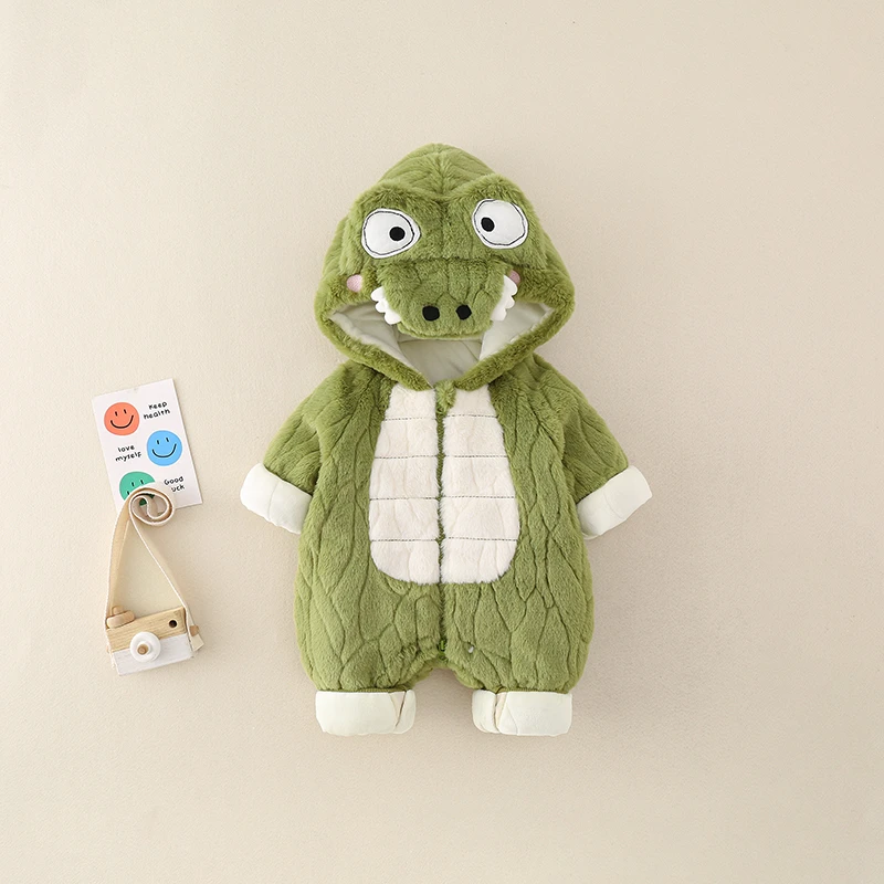 婴幼儿衣服冬款超萌可爱连体衣加厚保暖爬服男女宝宝冬装毛毛衣