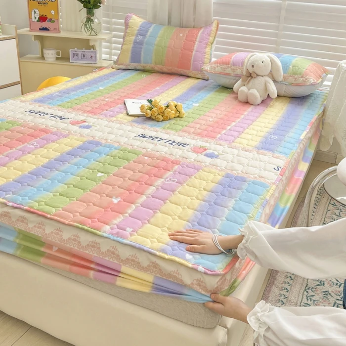 水洗棉夹棉加厚床笠单件全包床罩三件套非纯棉席梦思床垫罩保护套