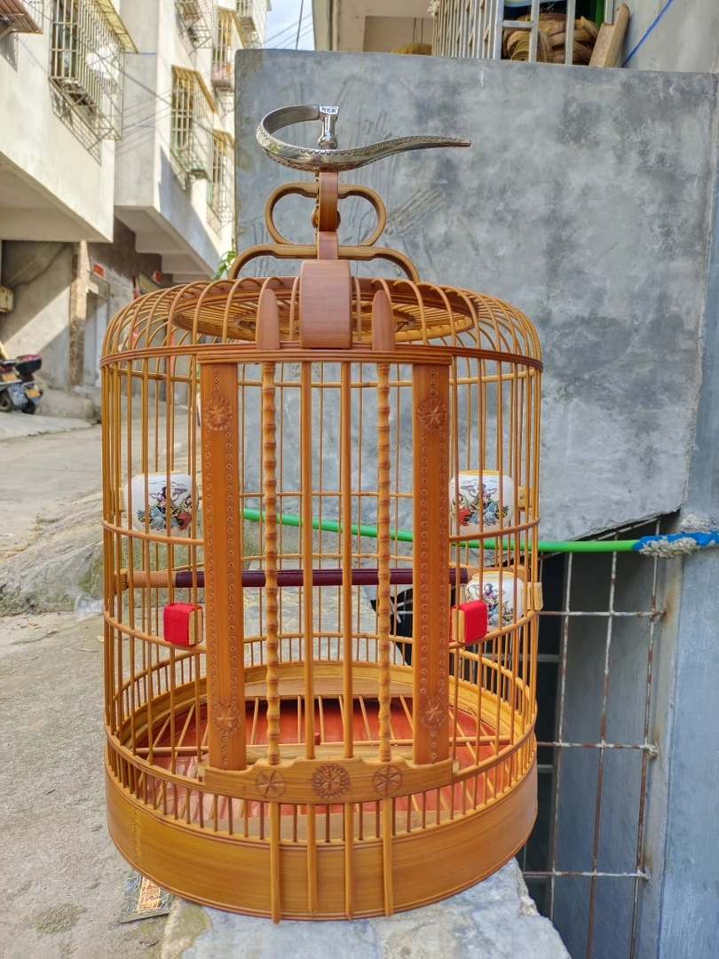 精品画眉鸟笼高档泡油老料带青皮华配件活动月牙底高档笼手工