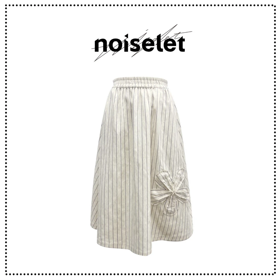 noiselet手工条纹花朵A版分片廓形松紧半裙N768