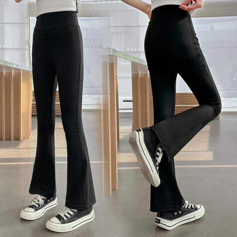 女童裤子春秋款2025新款爆款大童喇叭裤女童薄款高腰弹力显瘦瑜伽