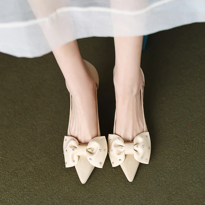 【一代佳人】网纱单鞋女细跟2023年春季新款蝴蝶结女鞋912252Y