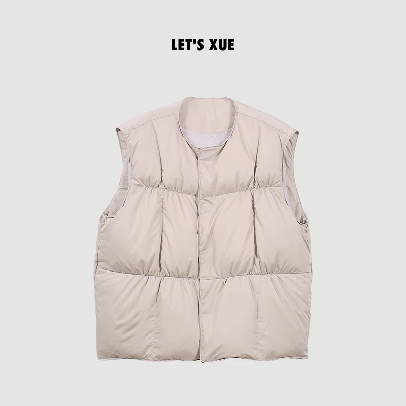 XUE【银杏笺】冬季新款小个子白鸭绒马甲羽绒外套女