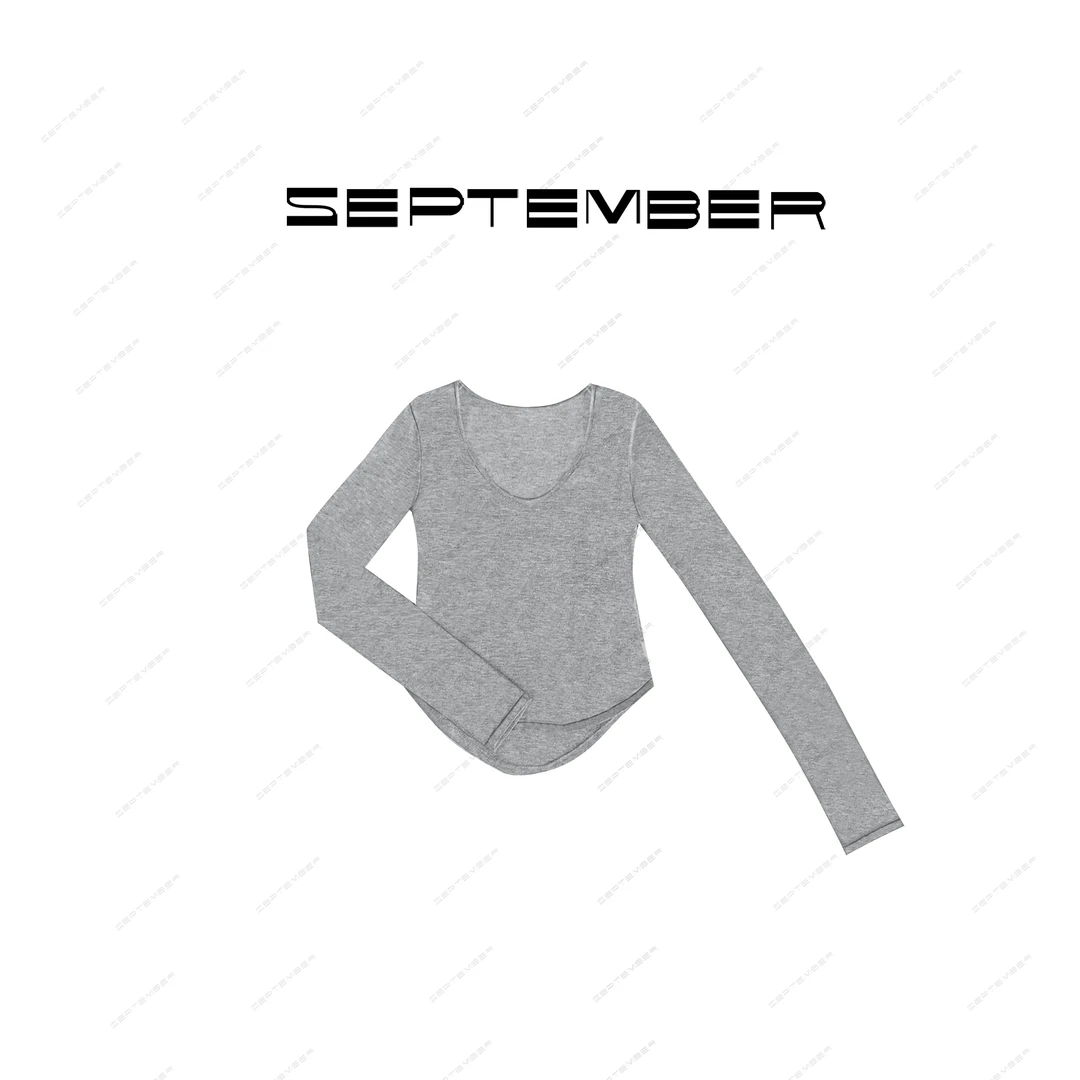 秋冬季断码捡漏款.基础显瘦低领弧形下摆修身弹力打底衫 4044/11