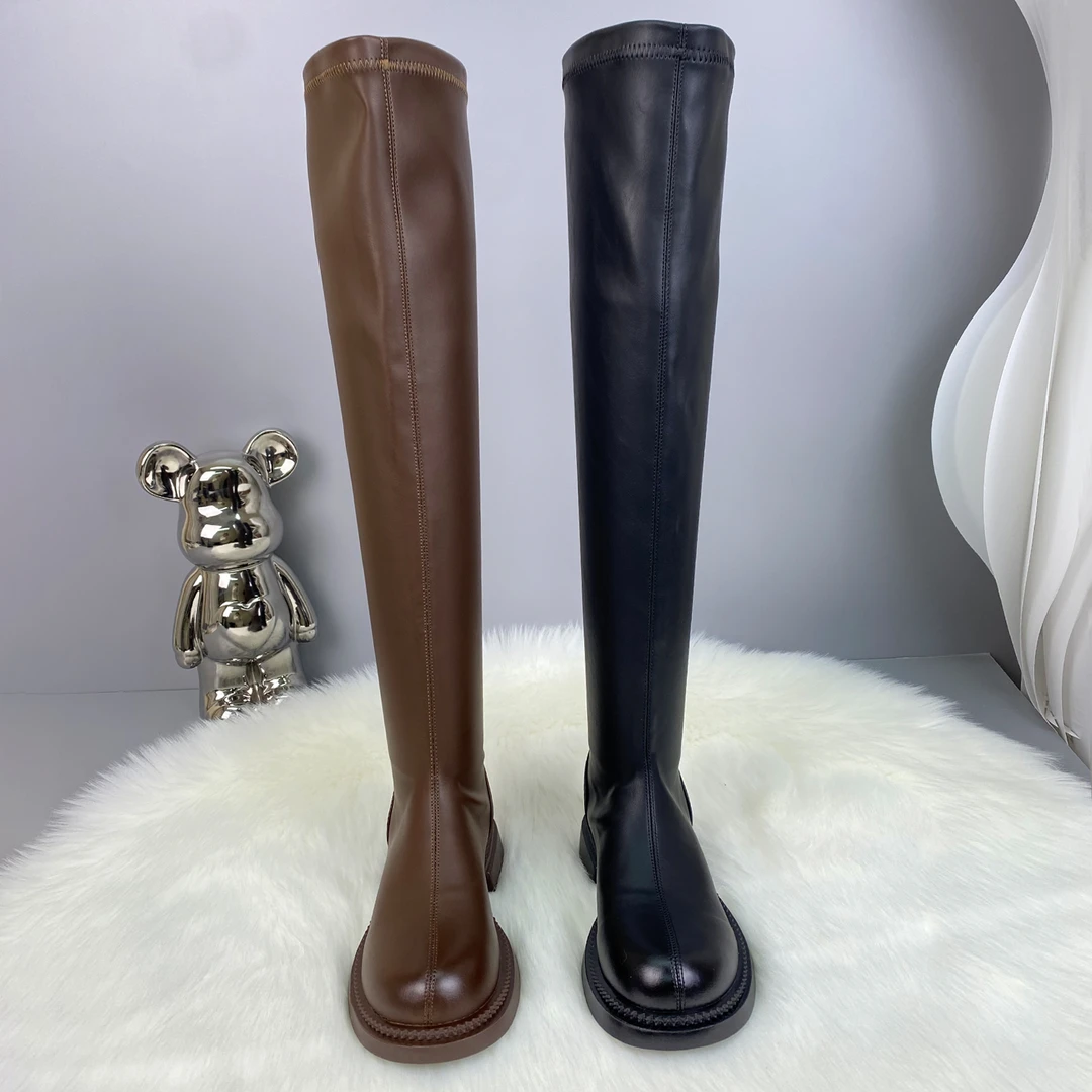 保暖搭子过膝长靴女2025年新款秋冬平底加绒显瘦高长筒皮靴LD666