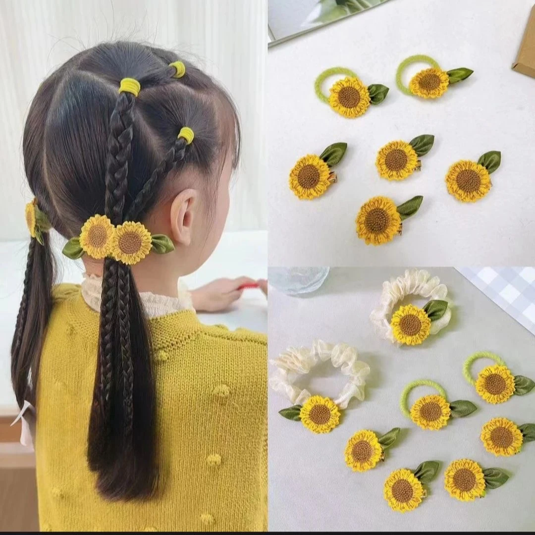 女童可爱向日葵发圈发绳夹肠圈头绳小女孩甜美森系发卡少女小清新