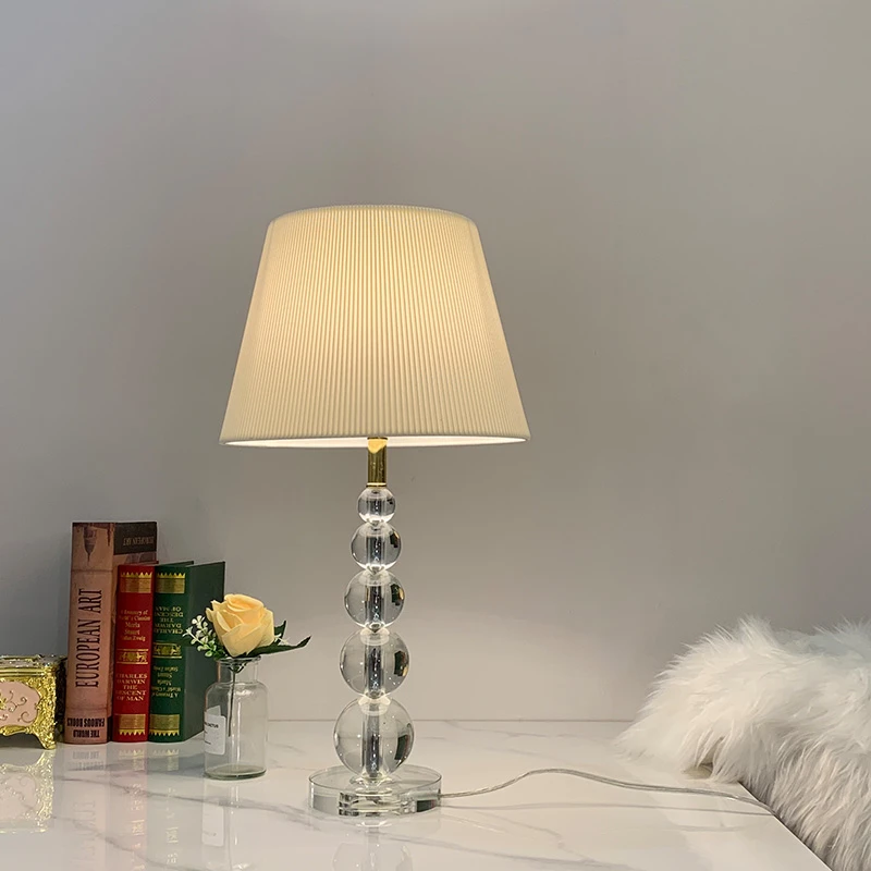卧室床头灯时尚轻奢水晶家用调光客厅卧室书房简约高级感玄关台灯