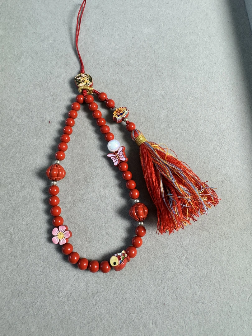 天然辰砂天然辰砂朱砂红砂手机链