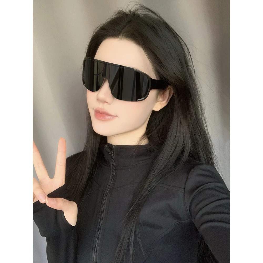 防风骑行眼镜个性连体大框墨镜女防晒太阳镜男大脸显瘦滑雪护目镜