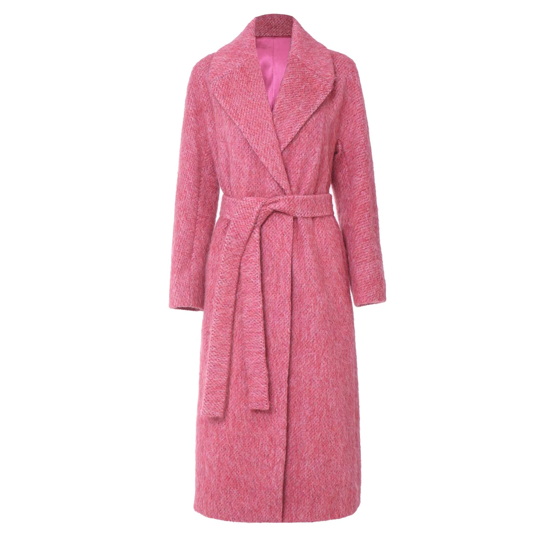 【鸢岘】莲瓣红翻领混纺马海毛大衣  YX0421133