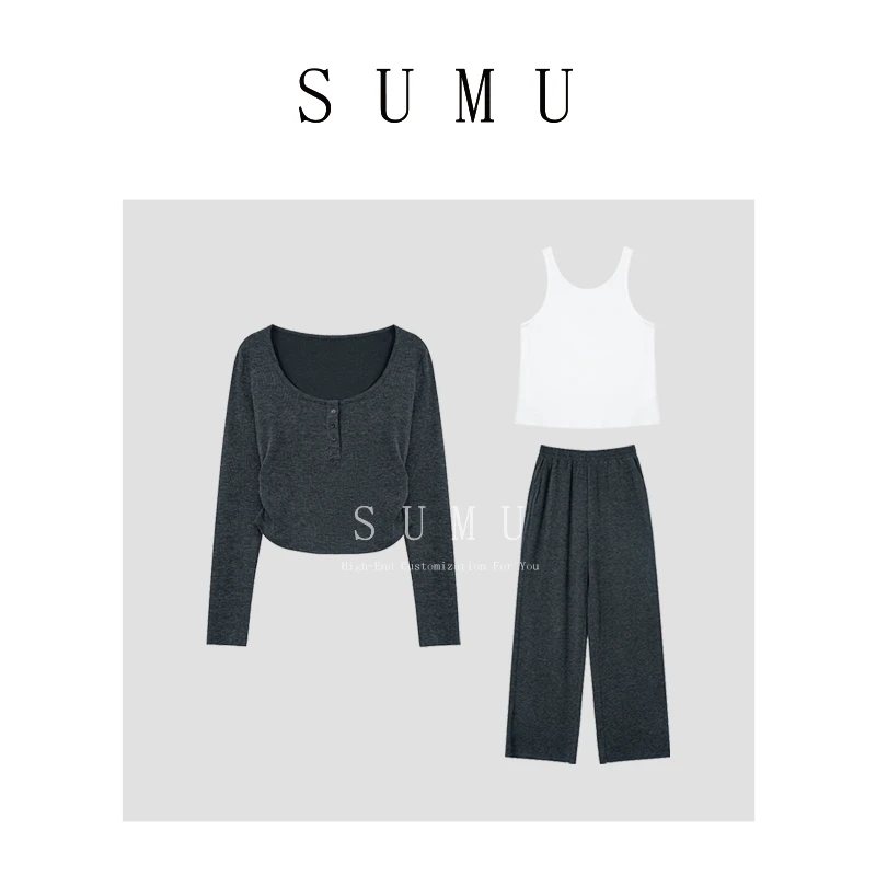 宿慕SUMU 女士套装 8-23 秋季新款时尚百搭套装9003