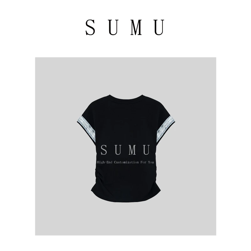 宿慕女款T恤 6-10 夏季新款时尚百搭蝴蝶结短袖上衣打底8137