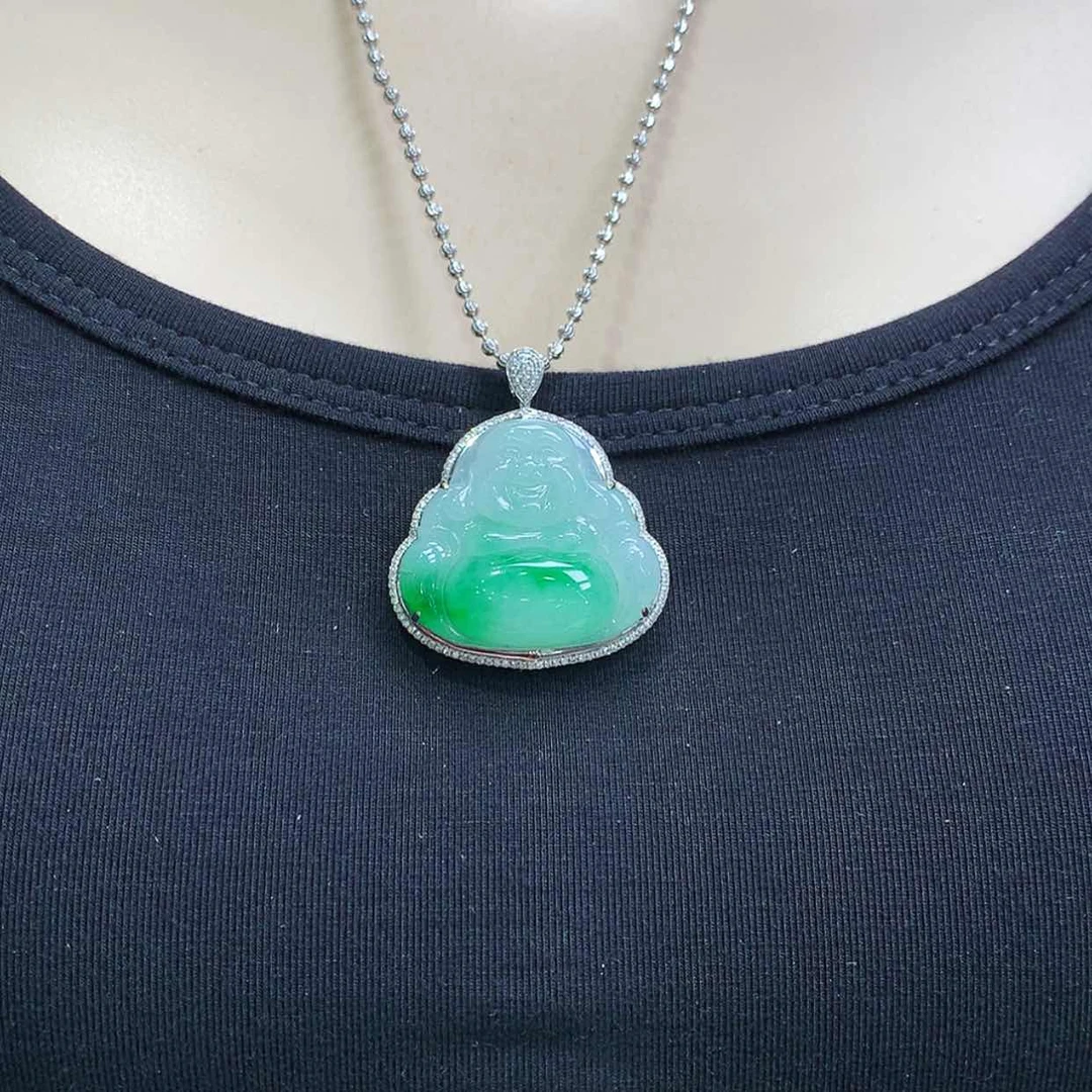 【闪购商品】翡翠颈饰18K金镶嵌佛公