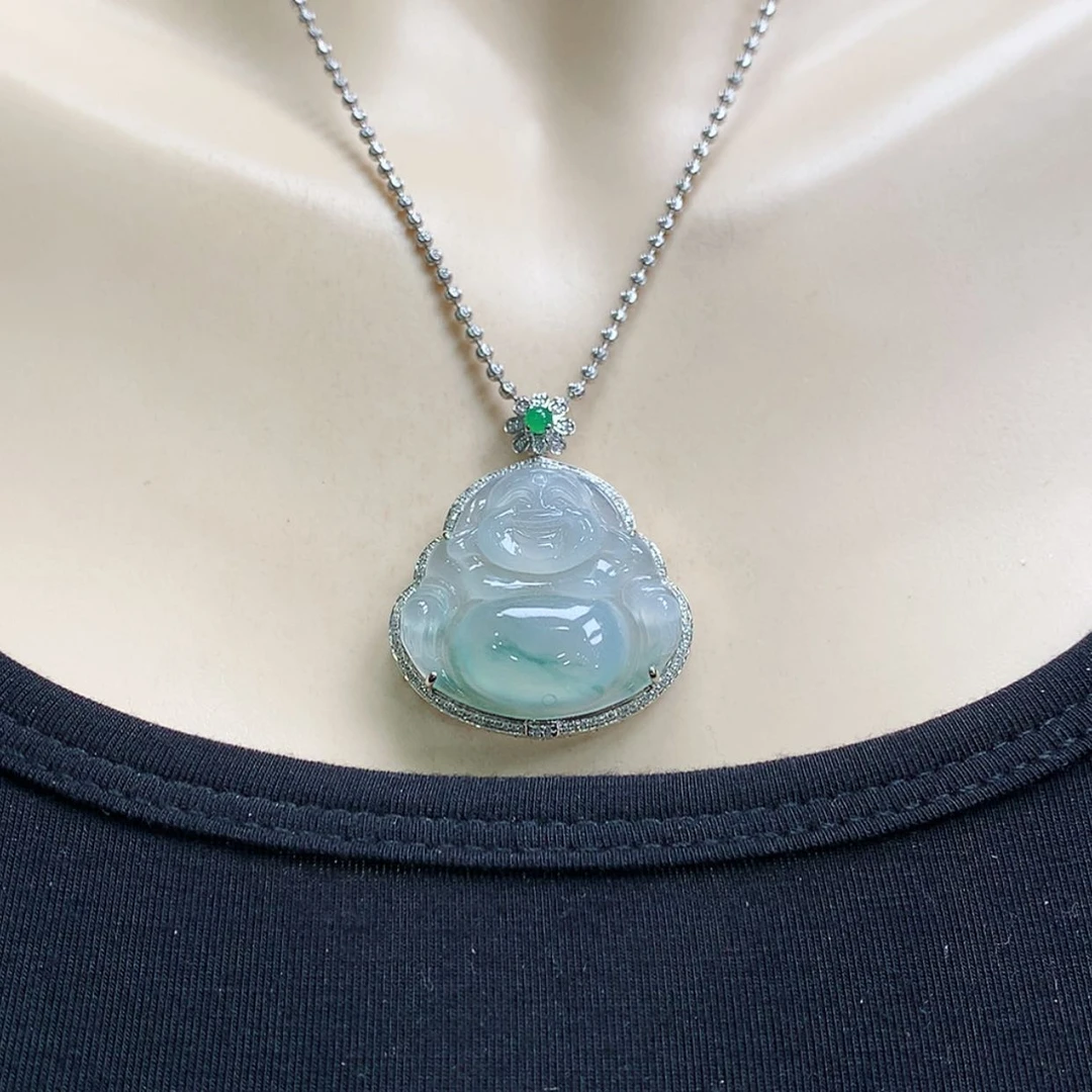 【闪购商品】翡翠颈饰18K金镶嵌佛公