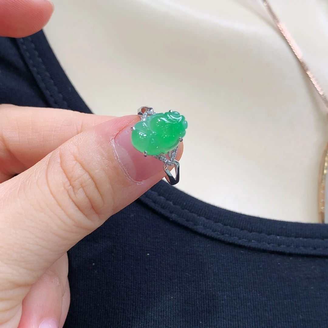 【闪购商品】翡翠戒指18K金镶嵌背****戒指