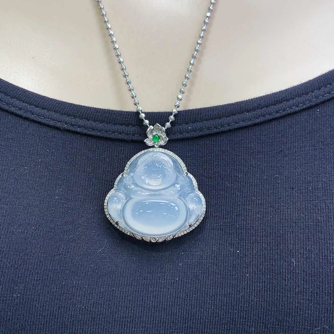 【闪购商品】翡翠颈饰18K金镶嵌我***姐佛公