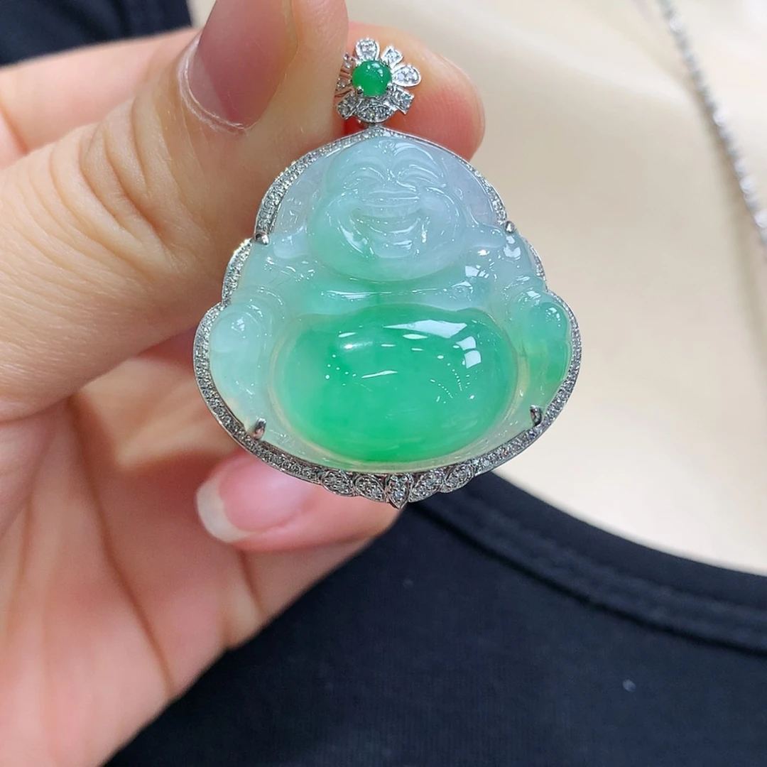 【闪购商品】翡翠颈饰18K金镶嵌佛公