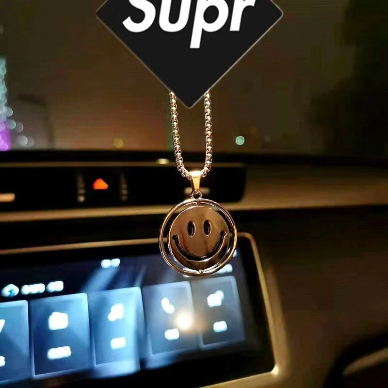 好心情个性旋转笑脸汽车挂件高档车内后视镜吊坠男女神车载挂饰