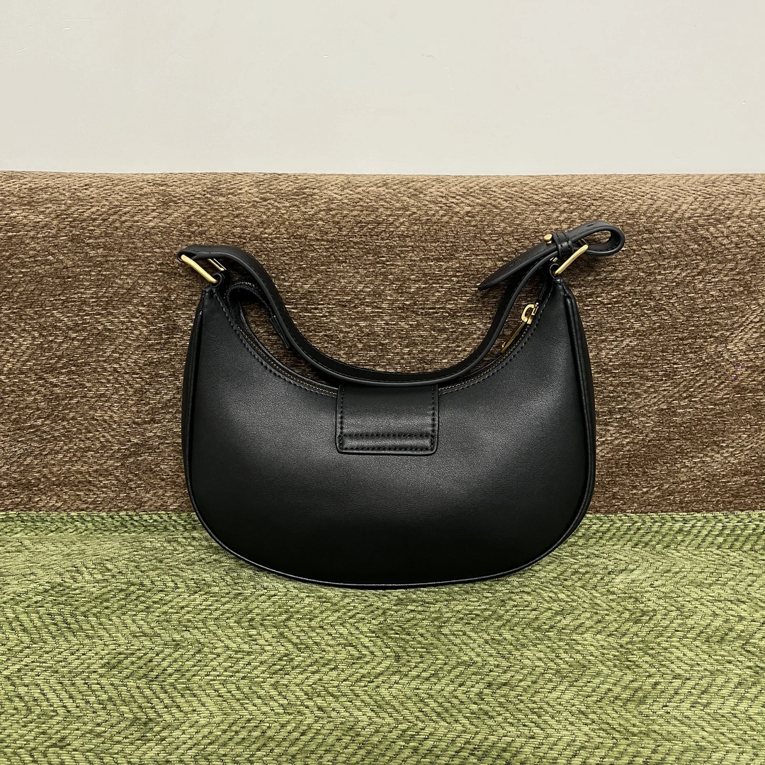 黑色半月【3895】气质斜挎包真皮女士腋下包单肩包