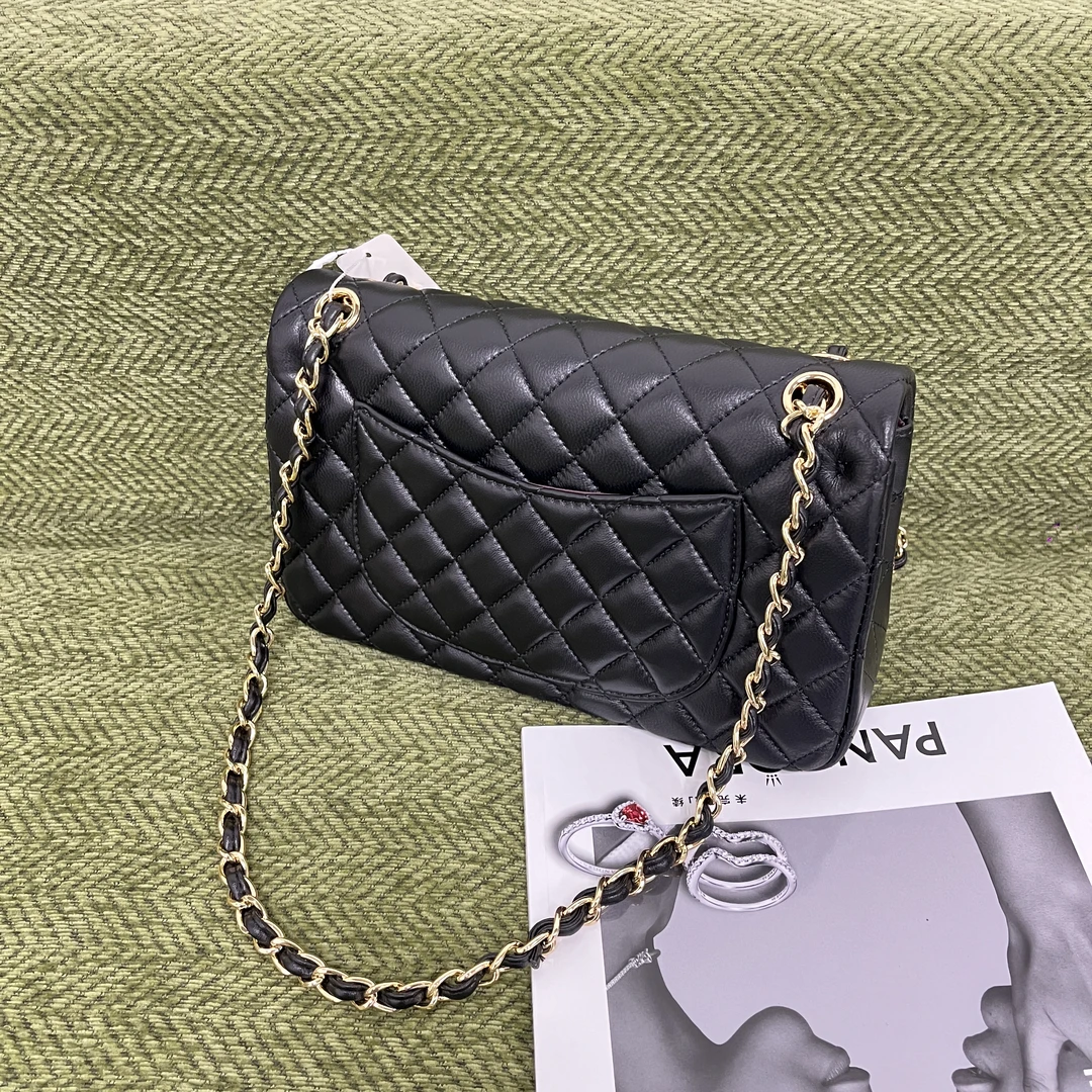 小香风时尚百搭【113】黑色真皮单肩斜挎包流浪包女包