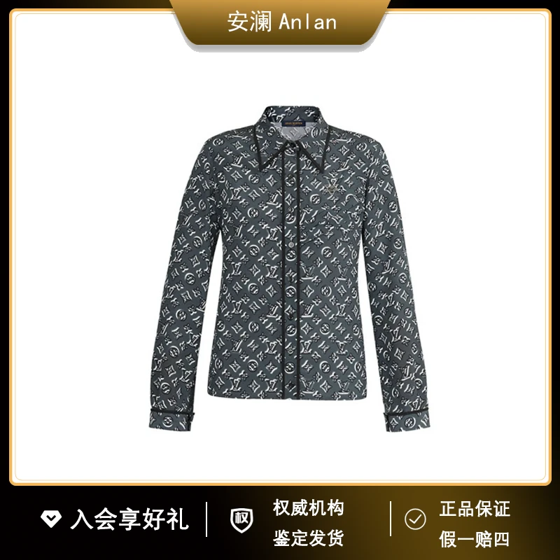 LouisVuitton/路易威登Logo桑蚕丝老花长袖衬衫36码公价15000