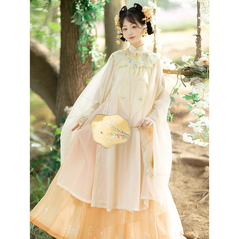 【蝶羽】新款明制改良马面裙套装云肩超仙裙古装汉服女夏