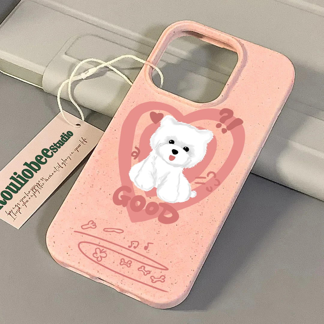 粉色卡通可爱小狗适用苹果14手机壳iphone13promax新款12女11软套