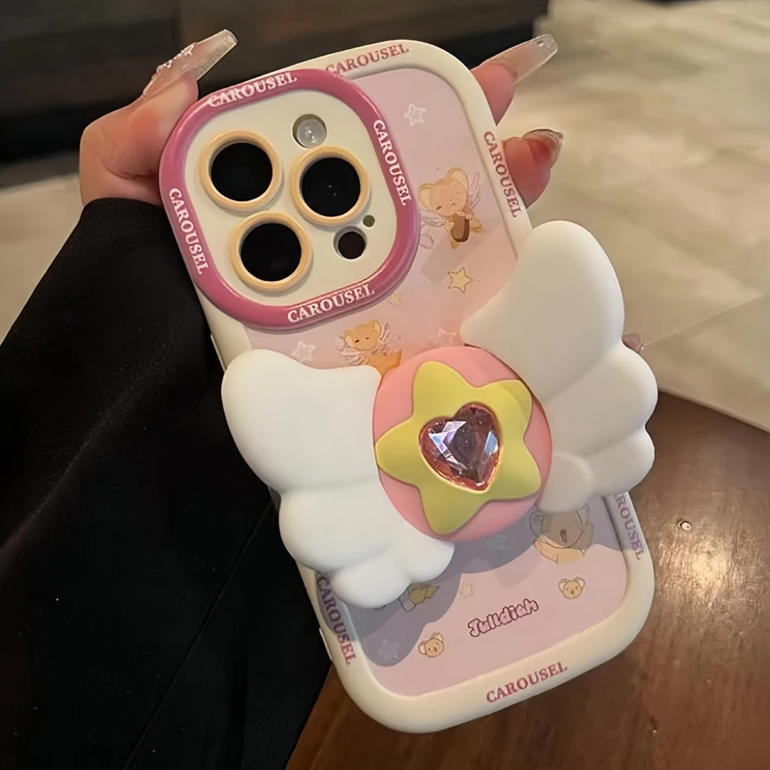 摩卡小可适用iphone15可爱13苹果12星星翅膀14promax手机壳11女款