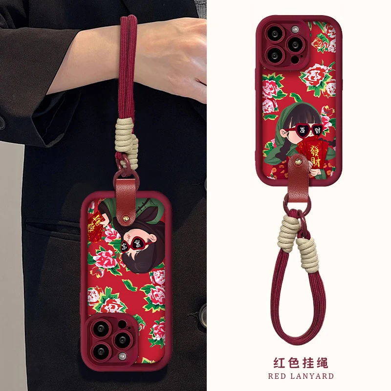 东北大花袄女孩适用苹果16/15手机壳华为p70潮vivo小米14oppo软套