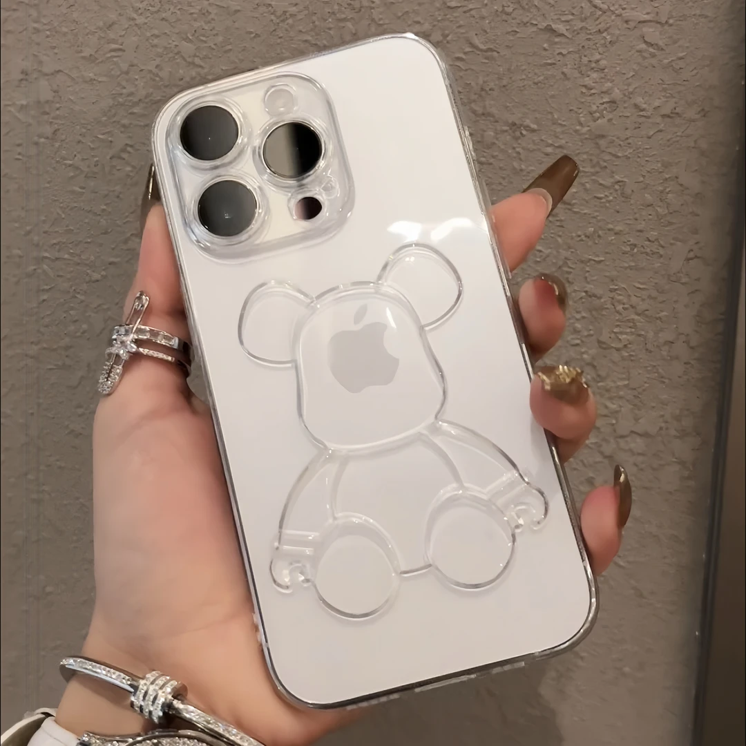 立体潮牌暴力熊苹果15手机壳iphone13/14promax创意12/11透明软套