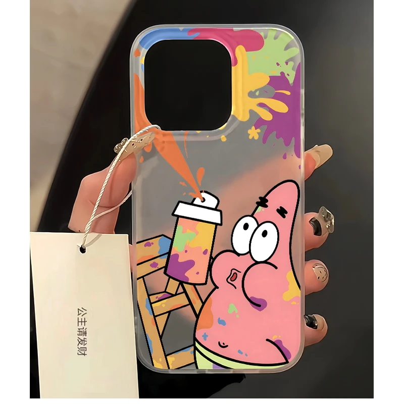 涂鸦派大星磨砂壳适用iPhone15苹果13手机壳14promax可爱11/12女