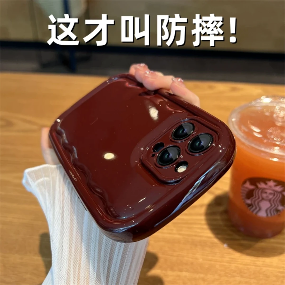 酒红高级感适用苹果13手机壳iphone12/14promax防摔11高颜值15套