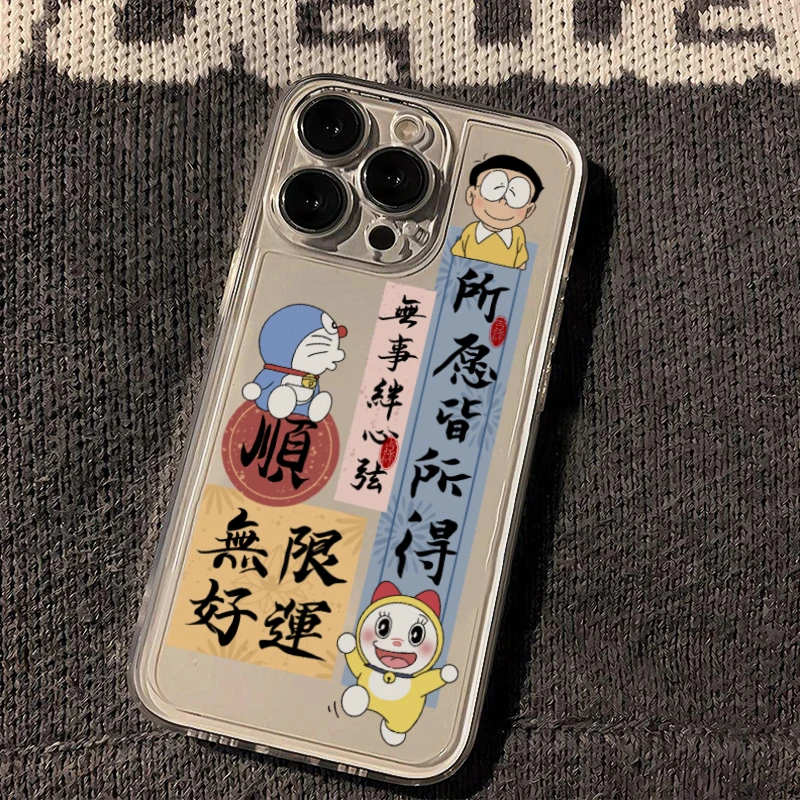 蓝胖子叮当猫苹果小米oppovivo华为适用iPhone12/13/14/15手机壳x